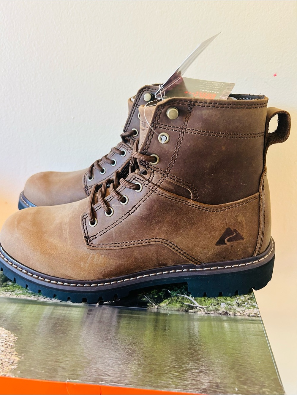 Ozark trail Men's Brown Lace-Up Work Boots 8
